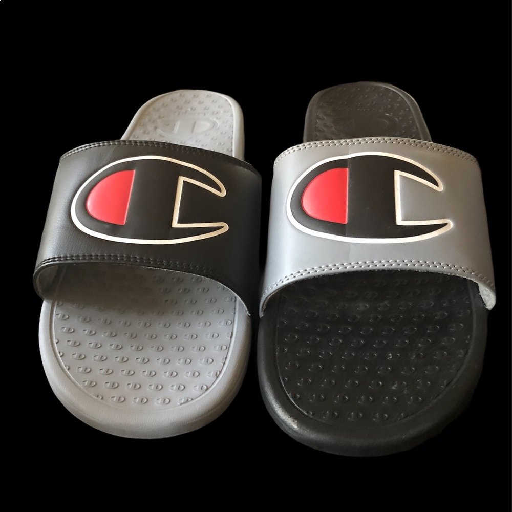 Champion slides gray and black size 10
